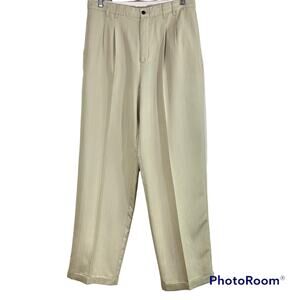 Caribbean Joe Pleated & Cuffed Mens Beige Pants Labelled 34x31